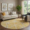 8' Gold Ivory And Gray Geometric Washable Round Rug With UV Protection