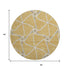 8' Gold Ivory And Gray Geometric Washable Round Rug With UV Protection