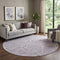 8' Lavender And Ivory Geometric Washable Round Rug With UV Protection