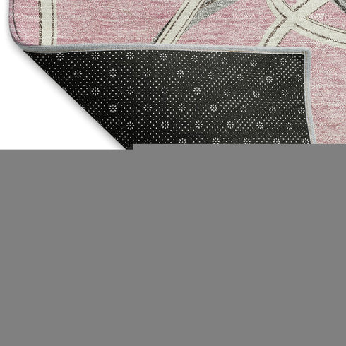 9' X 12' Pink Ivory And Gray Geometric Washable Area Rug With UV Protection