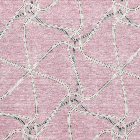9' X 12' Pink Ivory And Gray Geometric Washable Area Rug With UV Protection