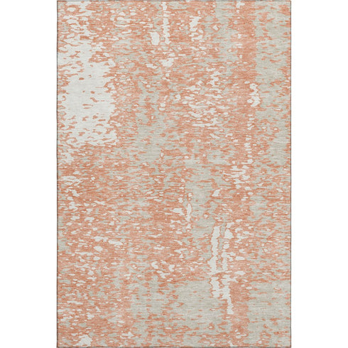 5' X 8' Coral Taupe And Ivory Abstract Washable Area Rug With UV Protection