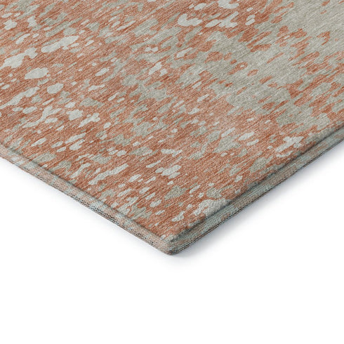5' X 8' Coral Taupe And Ivory Abstract Washable Area Rug With UV Protection