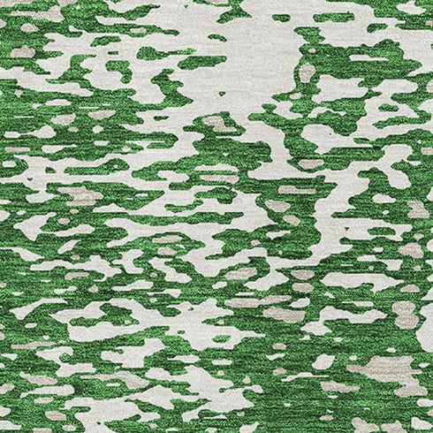 5' X 8' Emerald And Ivory Abstract Washable Area Rug With UV Protection