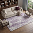 8' X 10' Lavender And Ivory Abstract Washable Area Rug With UV Protection