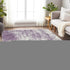 8' X 10' Lavender And Ivory Abstract Washable Area Rug With UV Protection