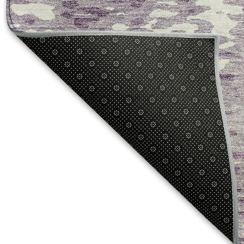 8' X 10' Lavender And Ivory Abstract Washable Area Rug With UV Protection