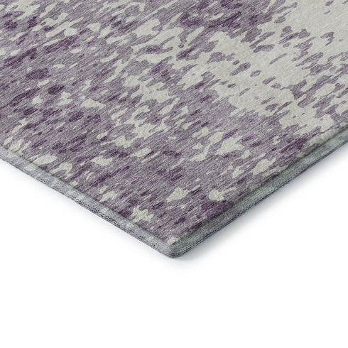 8' X 10' Lavender And Ivory Abstract Washable Area Rug With UV Protection