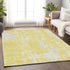 9' X 12' Yellow And Ivory Abstract Washable Area Rug With UV Protection