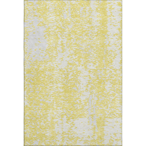 9' X 12' Yellow And Ivory Abstract Washable Area Rug With UV Protection