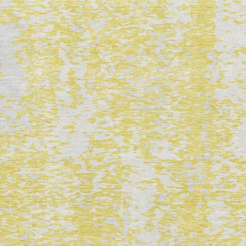 9' X 12' Yellow And Ivory Abstract Washable Area Rug With UV Protection