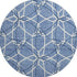8' Denim Blue And Ivory Geometric Washable Round Rug With UV Protection