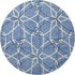 8' Denim Blue And Ivory Geometric Washable Round Rug With UV Protection
