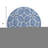 8' Denim Blue And Ivory Geometric Washable Round Rug With UV Protection