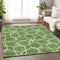 8' X 10' Green Ivory And Gray Geometric Washable Area Rug With UV Protection