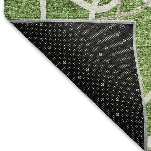 8' X 10' Green Ivory And Gray Geometric Washable Area Rug With UV Protection