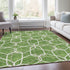 8' X 10' Green Ivory And Gray Geometric Washable Area Rug With UV Protection