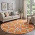 8' Orange Ivory And Gray Geometric Washable Round Rug With UV Protection
