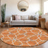 8' Orange Ivory And Gray Geometric Washable Round Rug With UV Protection