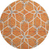 8' Orange Ivory And Gray Geometric Washable Round Rug With UV Protection