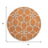 8' Orange Ivory And Gray Geometric Washable Round Rug With UV Protection