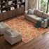8' X 10' Orange Ivory And Gray Geometric Washable Area Rug With UV Protection