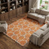 9' X 12' Orange Ivory And Gray Geometric Washable Area Rug With UV Protection
