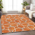 9' X 12' Orange Ivory And Gray Geometric Washable Area Rug With UV Protection