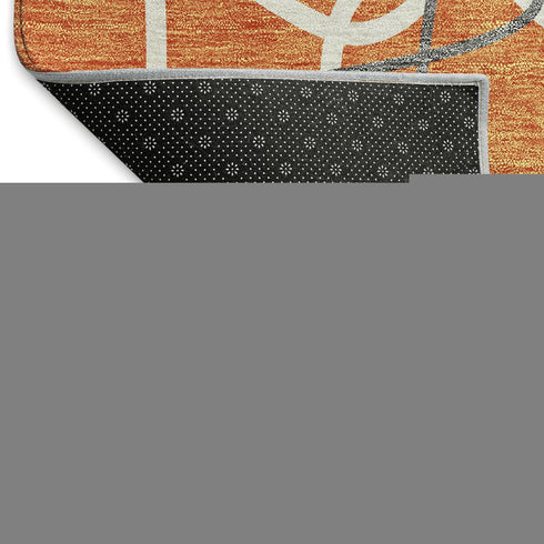 9' X 12' Orange Ivory And Gray Geometric Washable Area Rug With UV Protection