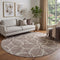 8' Taupe Beige And Brown Geometric Washable Round Rug With UV Protection