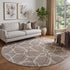 8' Taupe Beige And Brown Geometric Washable Round Rug With UV Protection