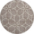 8' Taupe Beige And Brown Geometric Washable Round Rug With UV Protection
