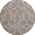8' Taupe Beige And Brown Geometric Washable Round Rug With UV Protection