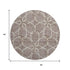 8' Taupe Beige And Brown Geometric Washable Round Rug With UV Protection