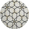8' White Black And Gold Geometric Washable Round Rug With UV Protection