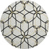 8' White Black And Gold Geometric Washable Round Rug With UV Protection