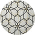 8' White Black And Gold Geometric Washable Round Rug With UV Protection