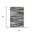 5' X 8' Black And Ivory Striped Washable Area Rug With UV Protection