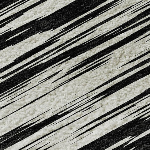 5' X 8' Black And Ivory Striped Washable Area Rug With UV Protection