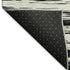 8' Black And Ivory Striped Washable Round Rug With UV Protection