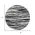 8' Black And Ivory Striped Washable Round Rug With UV Protection
