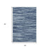 5' X 8' Blue And Ivory Striped Washable Area Rug With UV Protection