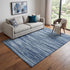 5' X 8' Blue And Ivory Striped Washable Area Rug With UV Protection
