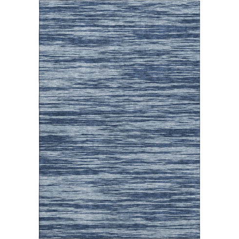 5' X 8' Blue And Ivory Striped Washable Area Rug With UV Protection