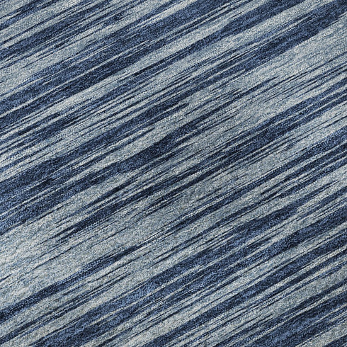 5' X 8' Blue And Ivory Striped Washable Area Rug With UV Protection