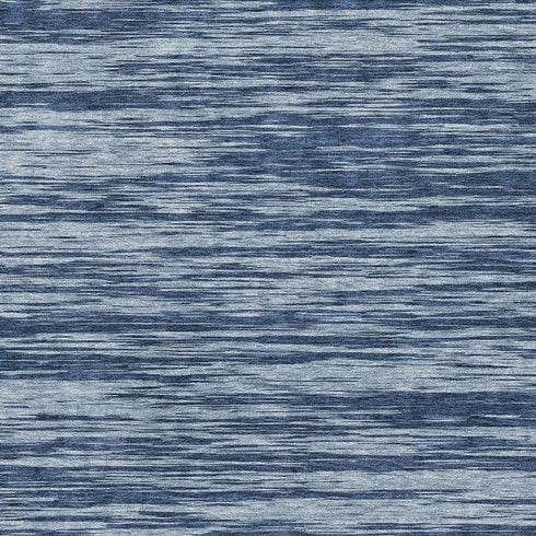 5' X 8' Blue And Ivory Striped Washable Area Rug With UV Protection