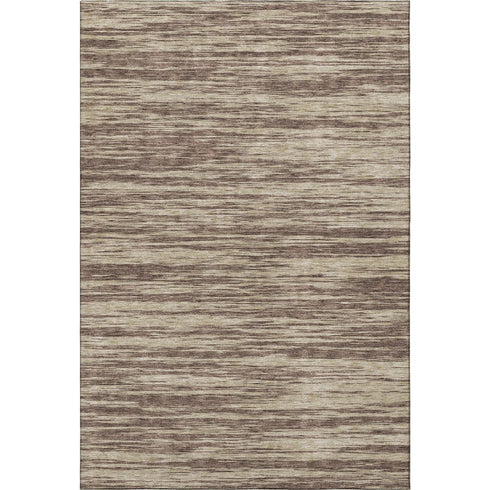 5' X 8' Brown And Beige Striped Washable Area Rug With UV Protection