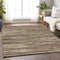 9' X 12' Brown And Beige Striped Washable Area Rug With UV Protection