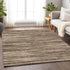 9' X 12' Brown And Beige Striped Washable Area Rug With UV Protection
