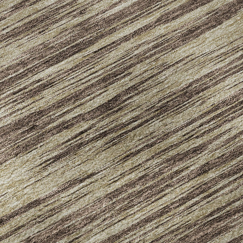 9' X 12' Brown And Beige Striped Washable Area Rug With UV Protection